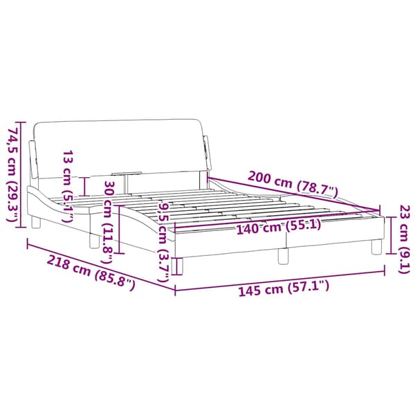 Bed Frame "Dover" Dark Brown 140x200 cm Fabric