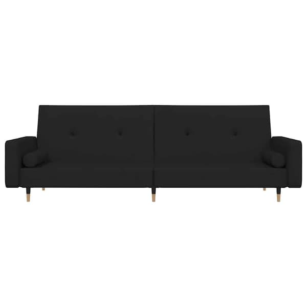 Bäddsoffa 2-sits med två kuddar svart sammet