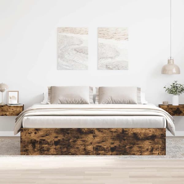 Sängram rökfärgad ek 200x200 cm