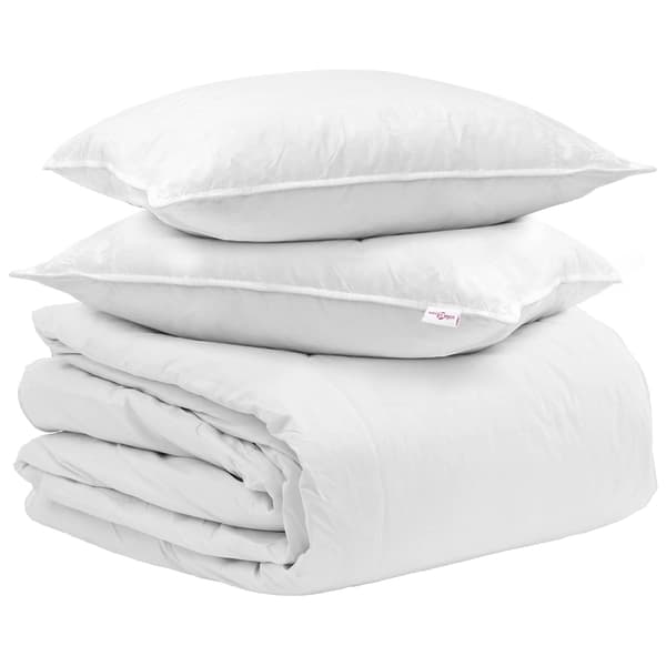 Täckeset med kudde 3 pcs Vit Dunfjäder