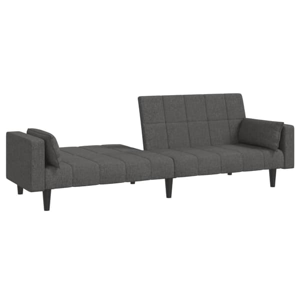 Bäddsoffa 2-sits med två kuddar mörkgrå tyg