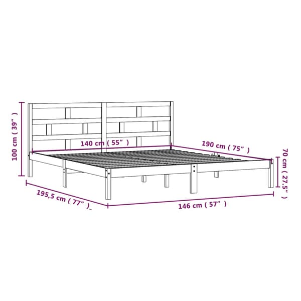 Sängram vit massiv furu 140x190 cm