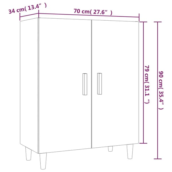 Skänk vit 70x34x90 cm konstruerat trä