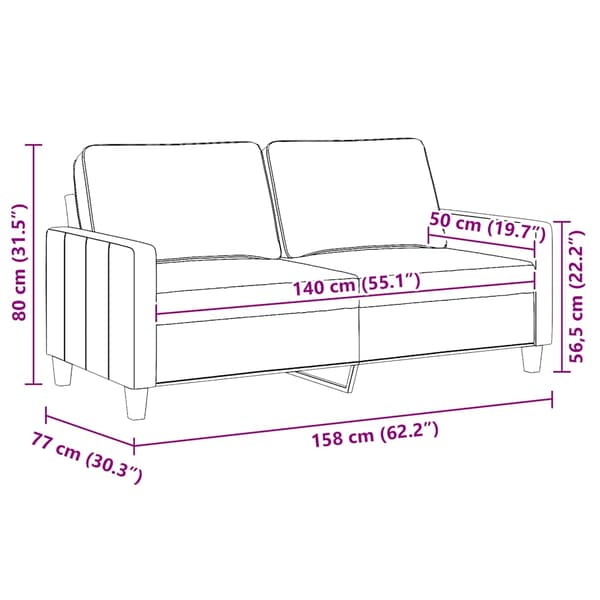 Soffa 2-sits mörkgrå 140 cm tyg