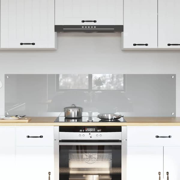 Köksskydd 2 pcs Ljusgrå 80 x 40 cm härdat glas
