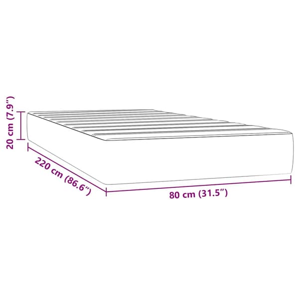 Pocketresårmadrass medium mörkgrå 80x220x20 cm sammet