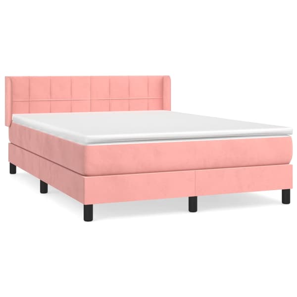Ramsäng med madrass rosa 140x200 cm sammet
