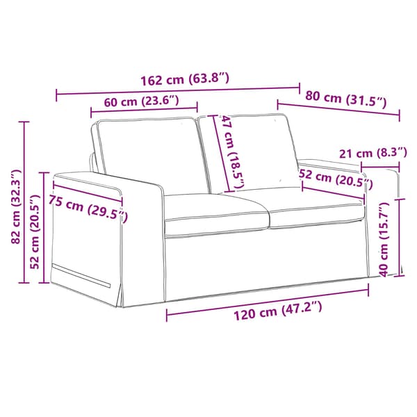 Soffset 2 pcs Ljusgrå 162 x 80 x 82 cm tyg