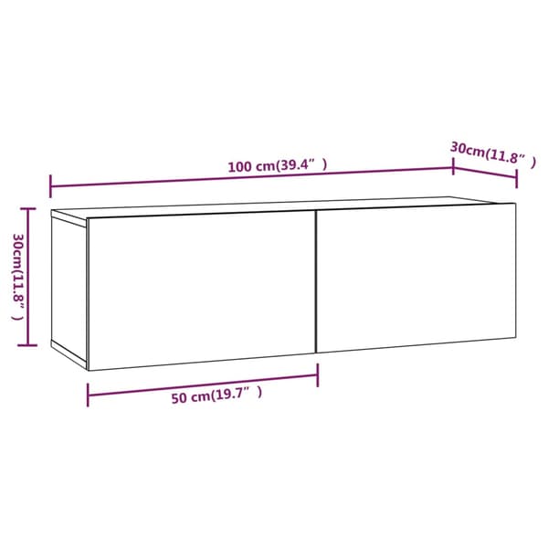 Tv-skåp 4 delar vit 100x30x30 cm