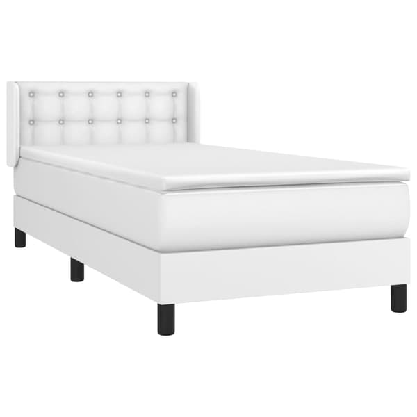 Ramsäng med madrass vit 90x200 cm konstläder