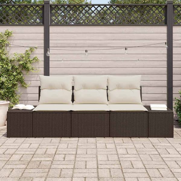 Soffset med kudde 3 pcs Brun konstrotting