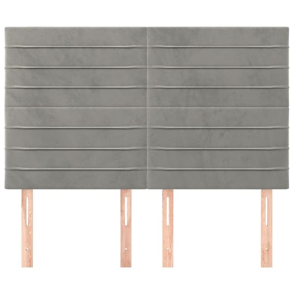 Sänggavel ljusgrå 144x5x118/128 cm sammet
