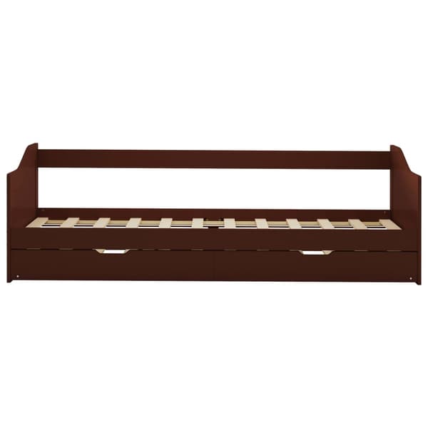 Bäddsoffa ram utan madrass mörkbrun 90x200 cm