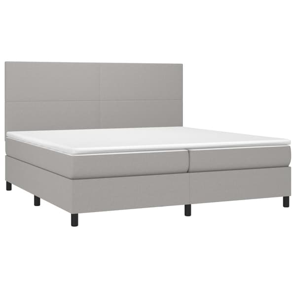 Ramsäng med madrass & LED ljusgrå 200x200 cm tyg