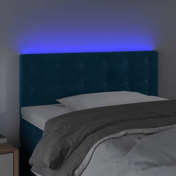 Sänggavel LED mörkblå 80x5x78/88 cm sammet