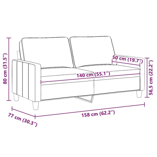 2-sitssoffa vinröd 140 cm tyg