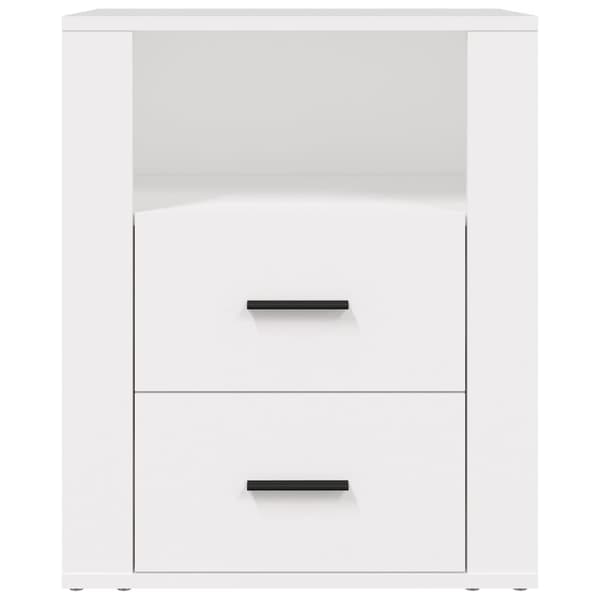 Sängbord vit 50x36x60 cm konstruerat trä