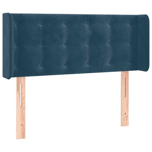 Sänggavel LED mörkblå 83x16x78/88 cm sammet