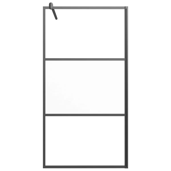Duschvägg 100x195 cm halvfrostat ESG-glas svart