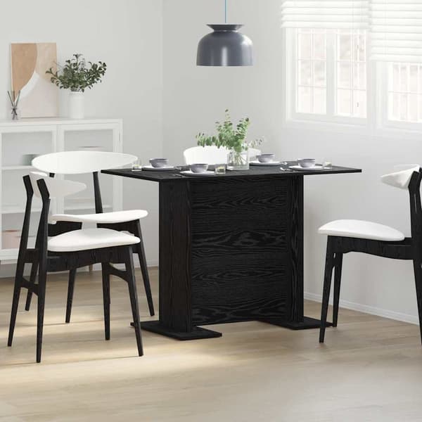 Matbord 110 x 60 x 75 cm Konstruerat trä Svart Ek Rektangulär