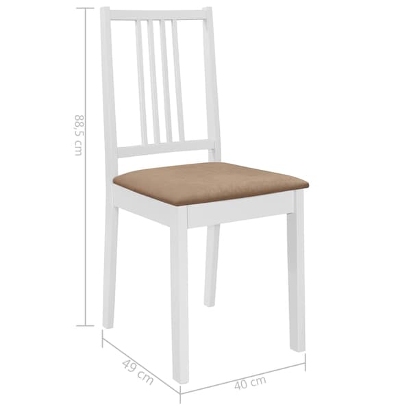 Matstolar med dynor 2 st massivt trä vit
