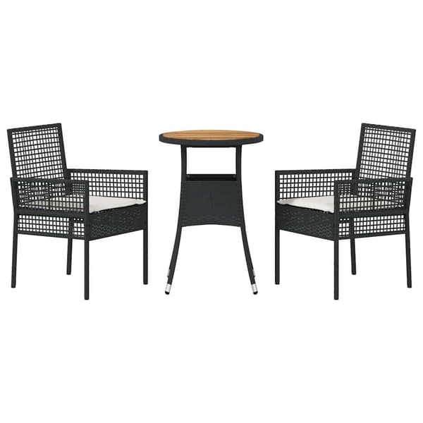 Trädgårdsmöbelset 3 pcs Svart konstrotting