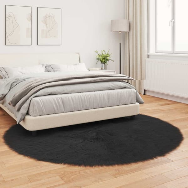 Fuskfäll matta TAFALLA Svart Ø 160 cm Polyester