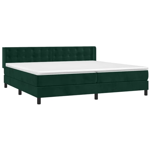 Ramsäng med madrass mörkgrön 200x200 cm sammet