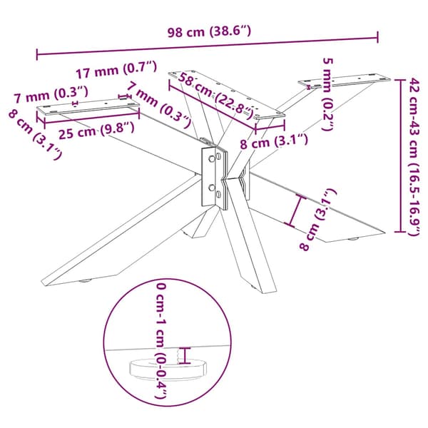 Soffbordsben spindelformad vit 98x58x(42-43) cm stål