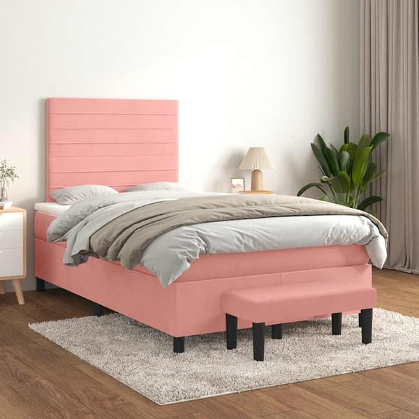 Ramsäng med madrass rosa 120x190 cm sammet