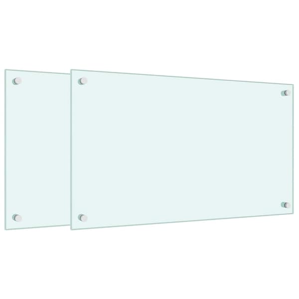 Stänkskydd 2 st vit 70x40 cm härdat glas