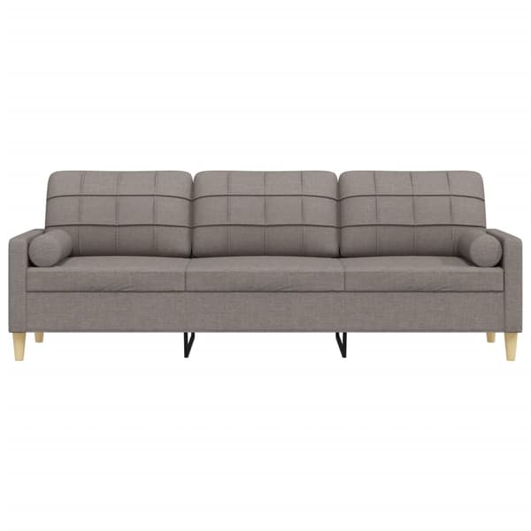 3-sitssoffa med prydnadskuddar taupe 210 cm tyg