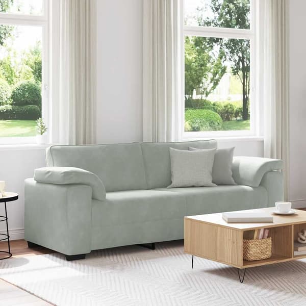 3-sitssoffa ljusgrå 220x77x82 cm sammet