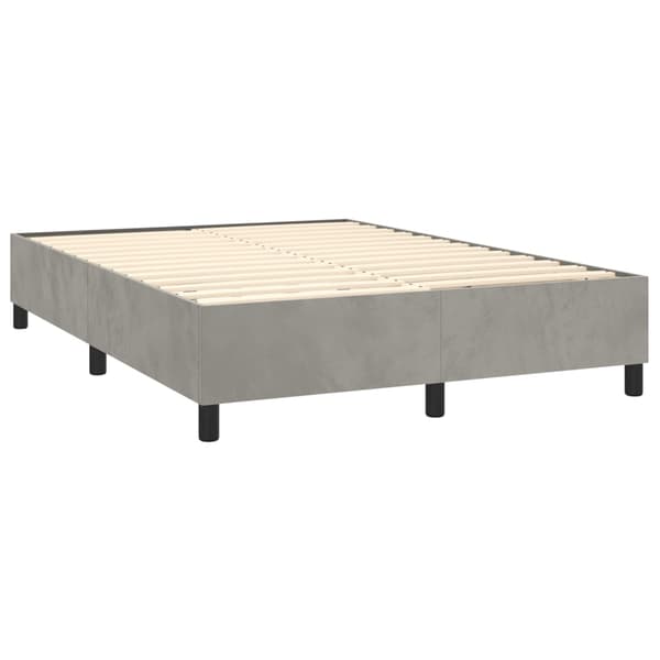 Ramsäng med madrass ljusgrå 140x200 cm sammet