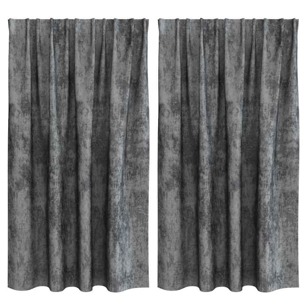 Sammetsgardiner 2 st Grå 140 x 140 cm Sammet