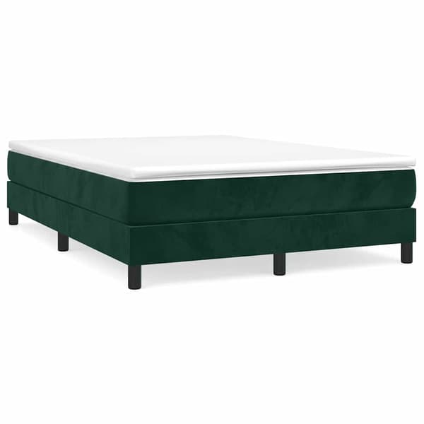 Boxspring-sängram mörkgrön 140x200 cm sammet