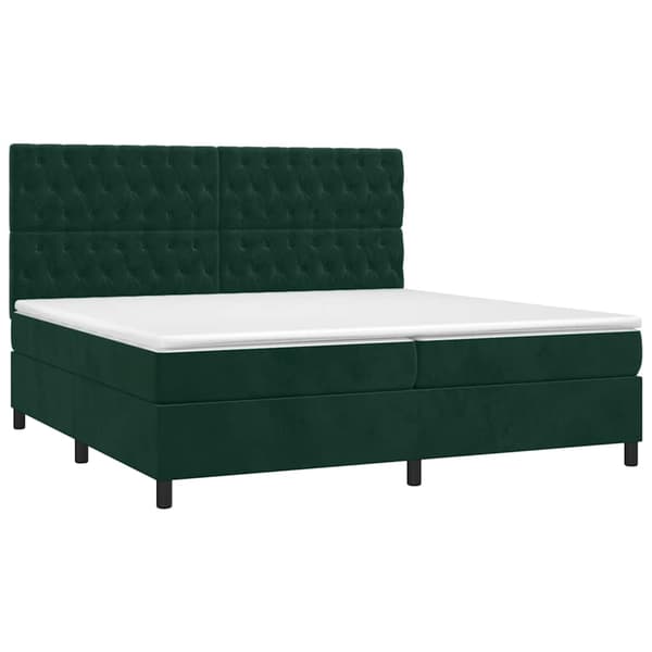 Ramsäng med madrass mörkgrön 200x200 cm sammet