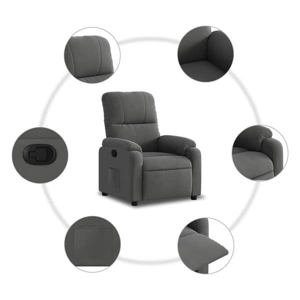 Reclinerfåtölj mörkgrå mikrofibertyg