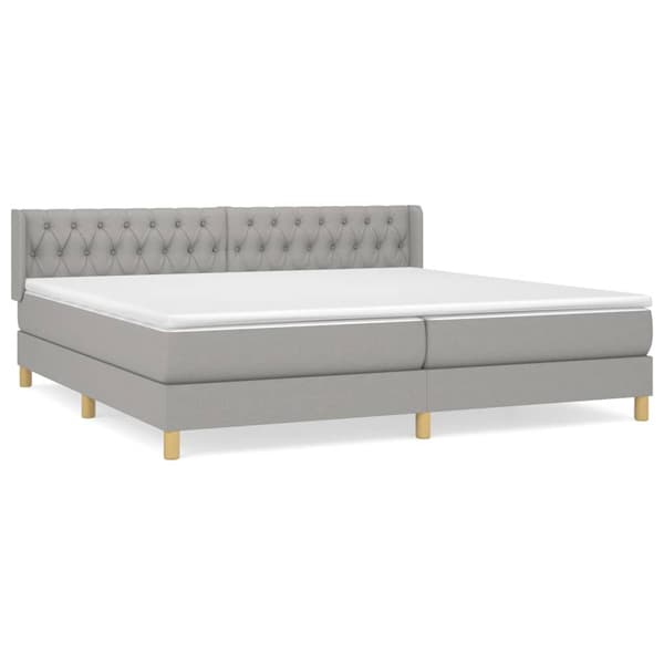 Ramsäng med madrass ljusgrå 200x200 cm tyg