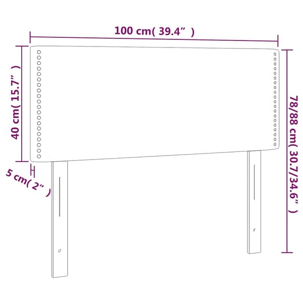 Sänggavel LED blå 100 x 5 x 78/88 cm sammet