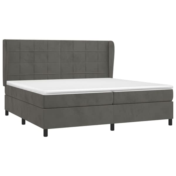 Ramsäng med madrass mörkgrå 200x200 cm sammet