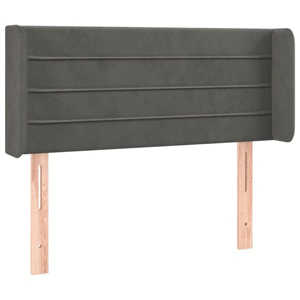 Sänggavel LED mörkgrå 103x16x78/88 cm sammet