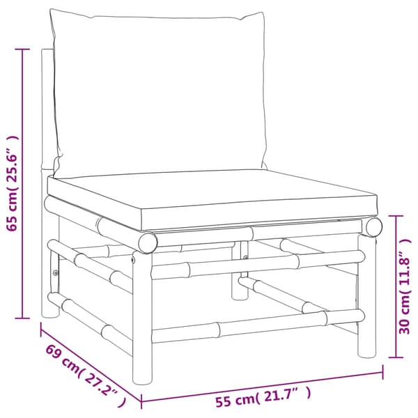 Loungegrupp 5 delar gröna dynor bambu