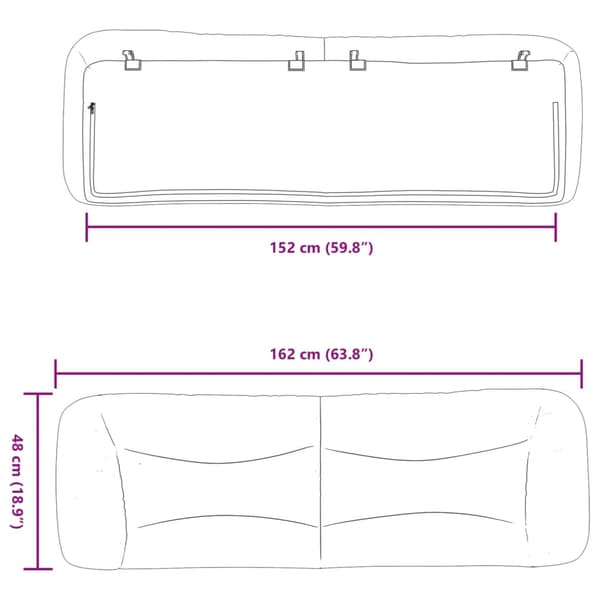 Headboard Cushion "Hvar" Light Grey 152 cm Fabric