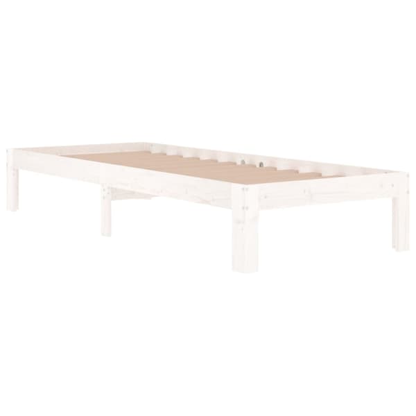 Sängram vit massivt trä 75x190 cm