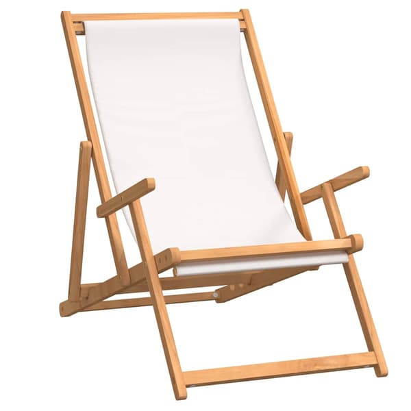Hopfällbar stol massivt trä teak creme