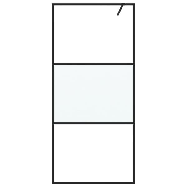 Duschvägg svart 90x195 cm halvfrostat ESG-glas