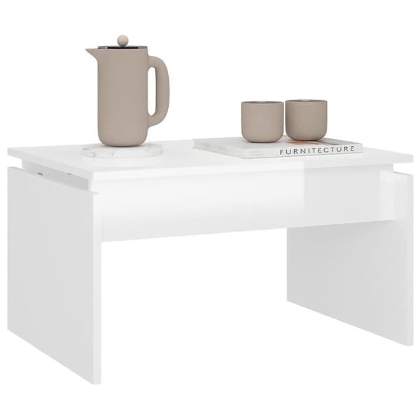 Soffbord vit högglans 68x50x38 cm konstruerat trä