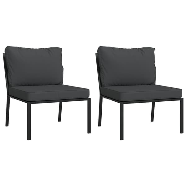 Trädgårdsstolar med grå dynor 2 st 60x74x79 cm stål