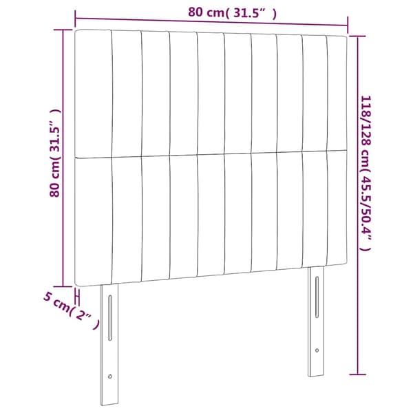 Sänggavel LED mörkblå 80x5x118/128 cm sammet